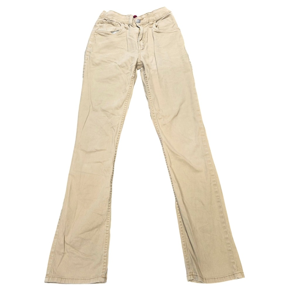 Levis Straight Chino Pants Boy's Size 16 Khaki Tan Stretch Elastic Waist Band